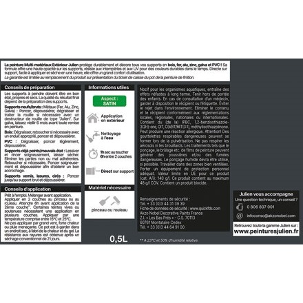Peinture 0,5 L Extérieur Multi-matériaux - Gris Anthracite RAL7016