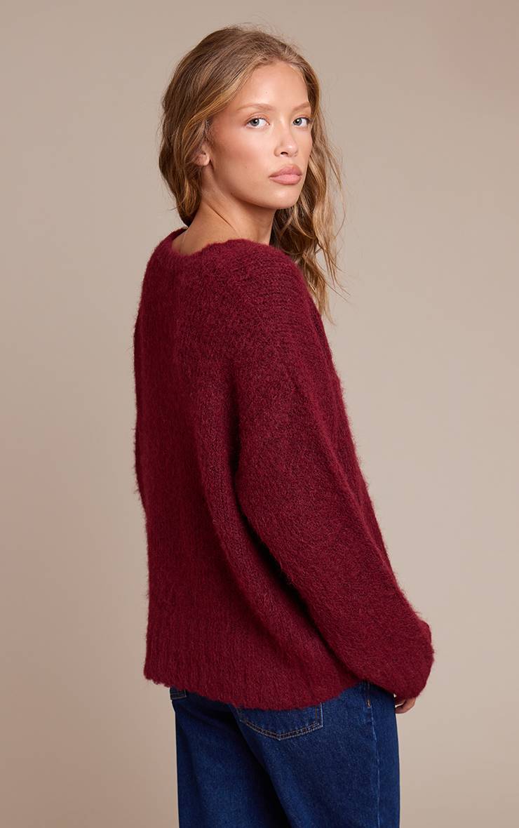 Rouge Bordeaux Synthétiquell Oversize À Détails Côtelés