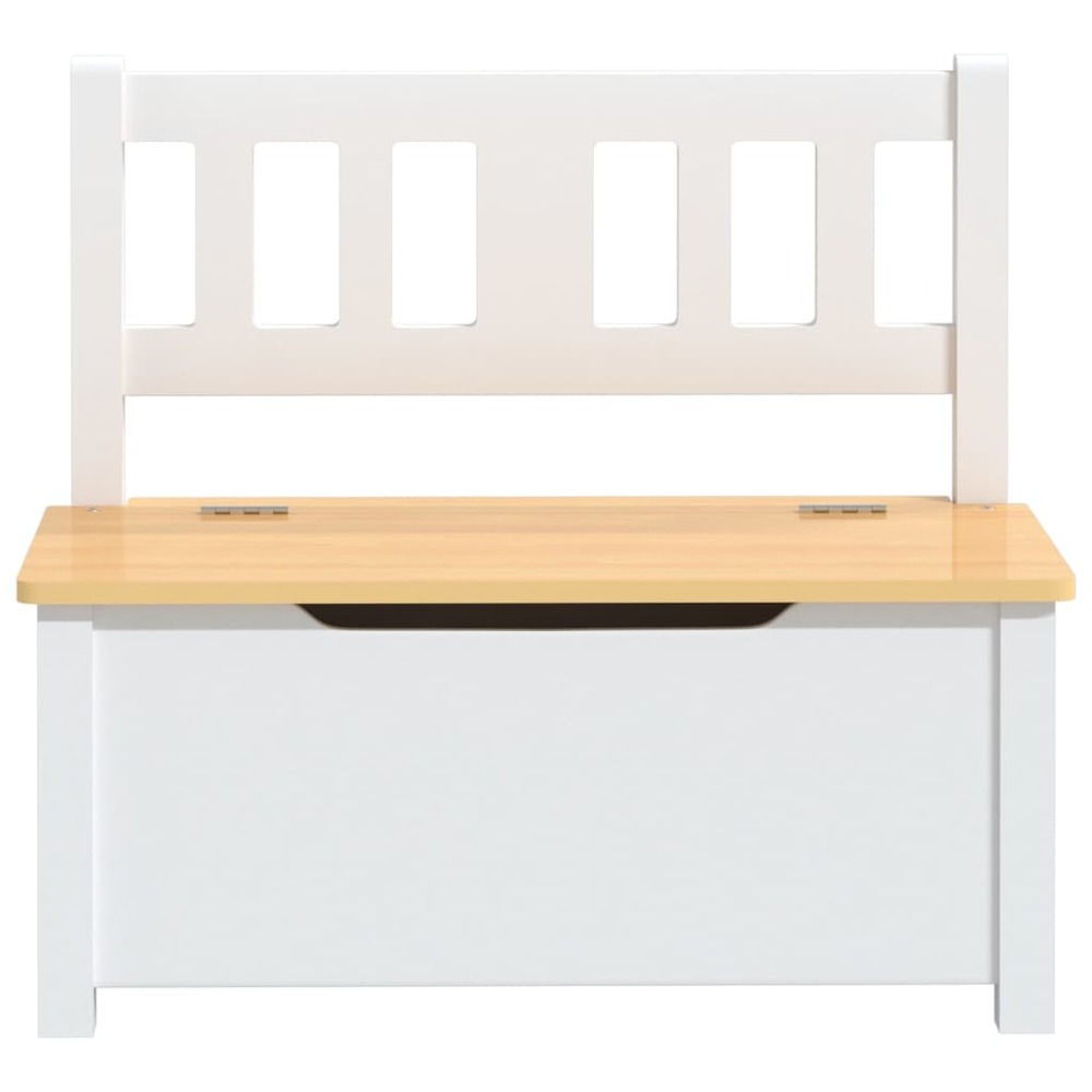 Banc de rangement pour enfants blanc et beige 60x30x55 cm mdf