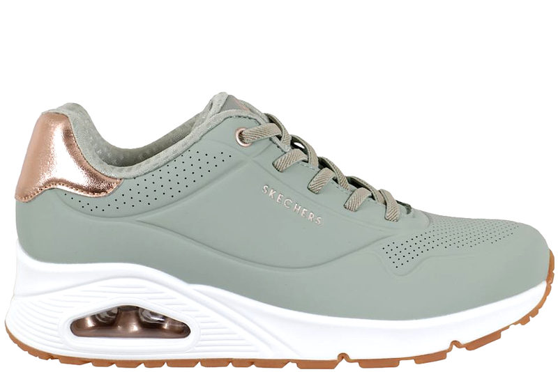 SKECHERS UNO SHIMMER AWAY SAGE LIGHT GREEN SNEAKER