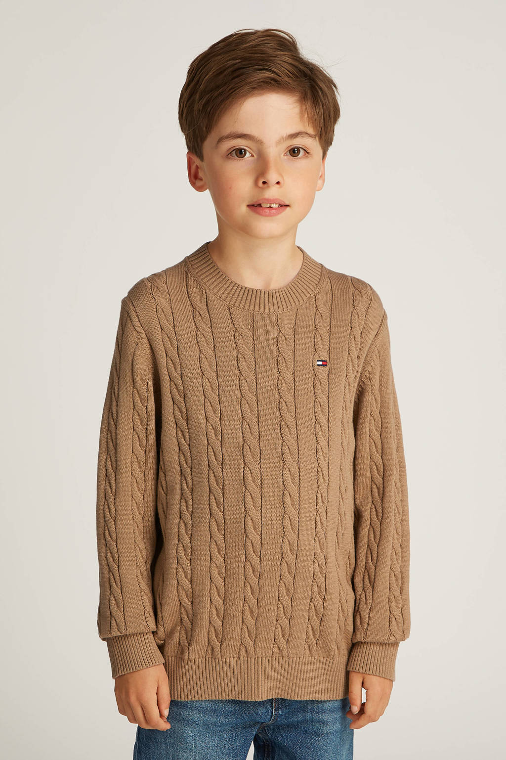 Tommy Hilfiger trui bruin met kabels