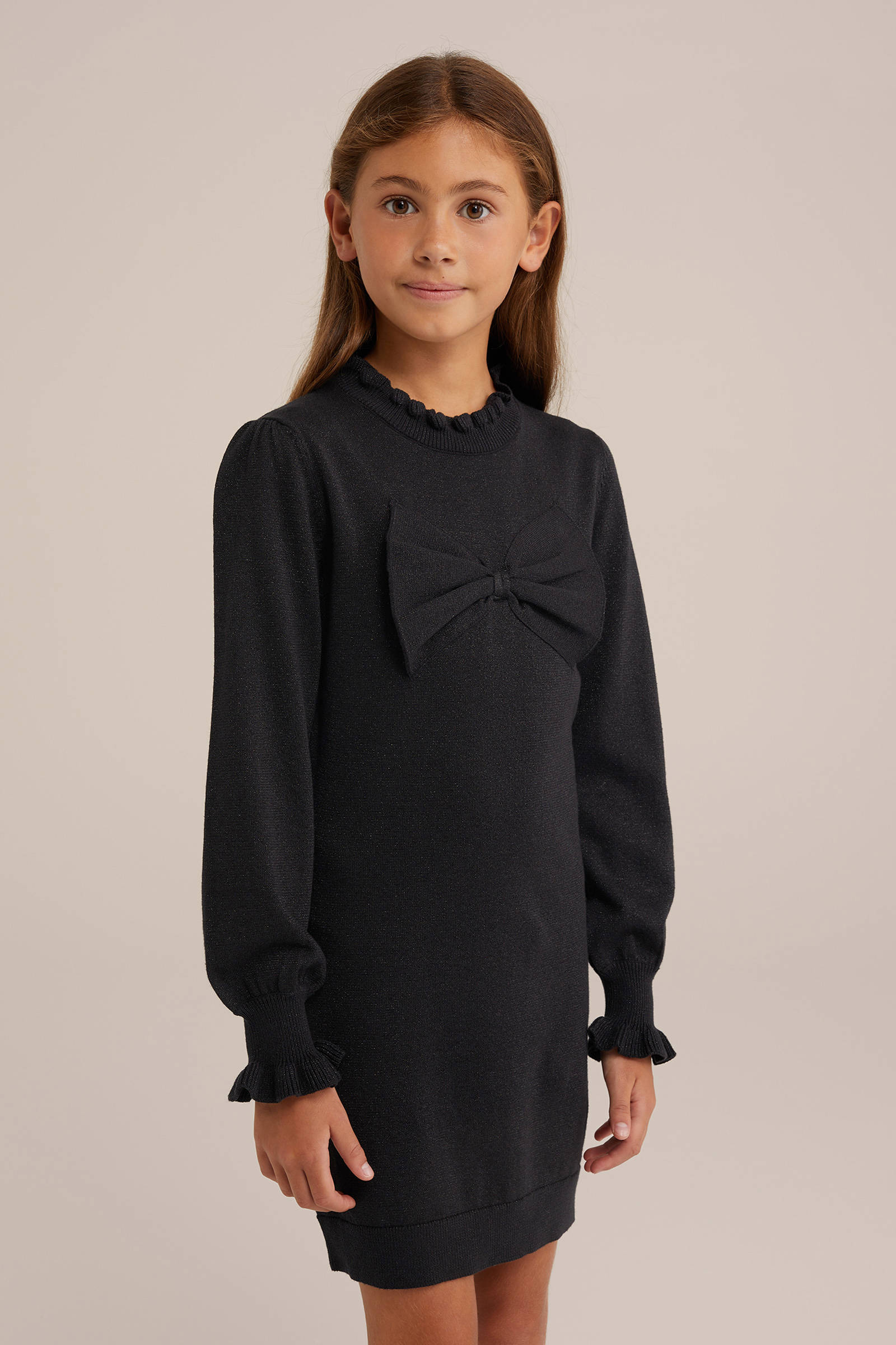 WE Fashion korte jurk glitter zwart