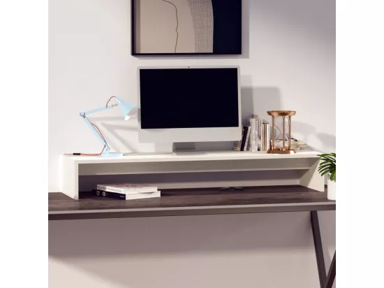 Support de moniteur Blanc 100x27x15 cm Bois de pin solide