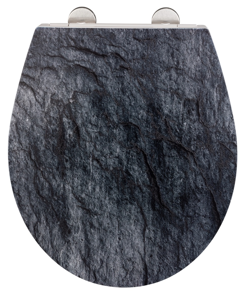 Wenko Embossed softclose toiletzitting Slate Rock