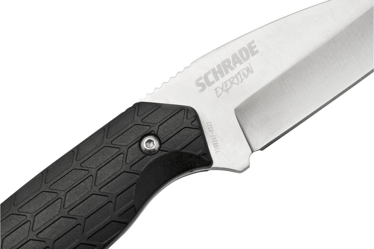 Schrade Exertion Gut Hook Knife 1159308, zwart vaststaand mes