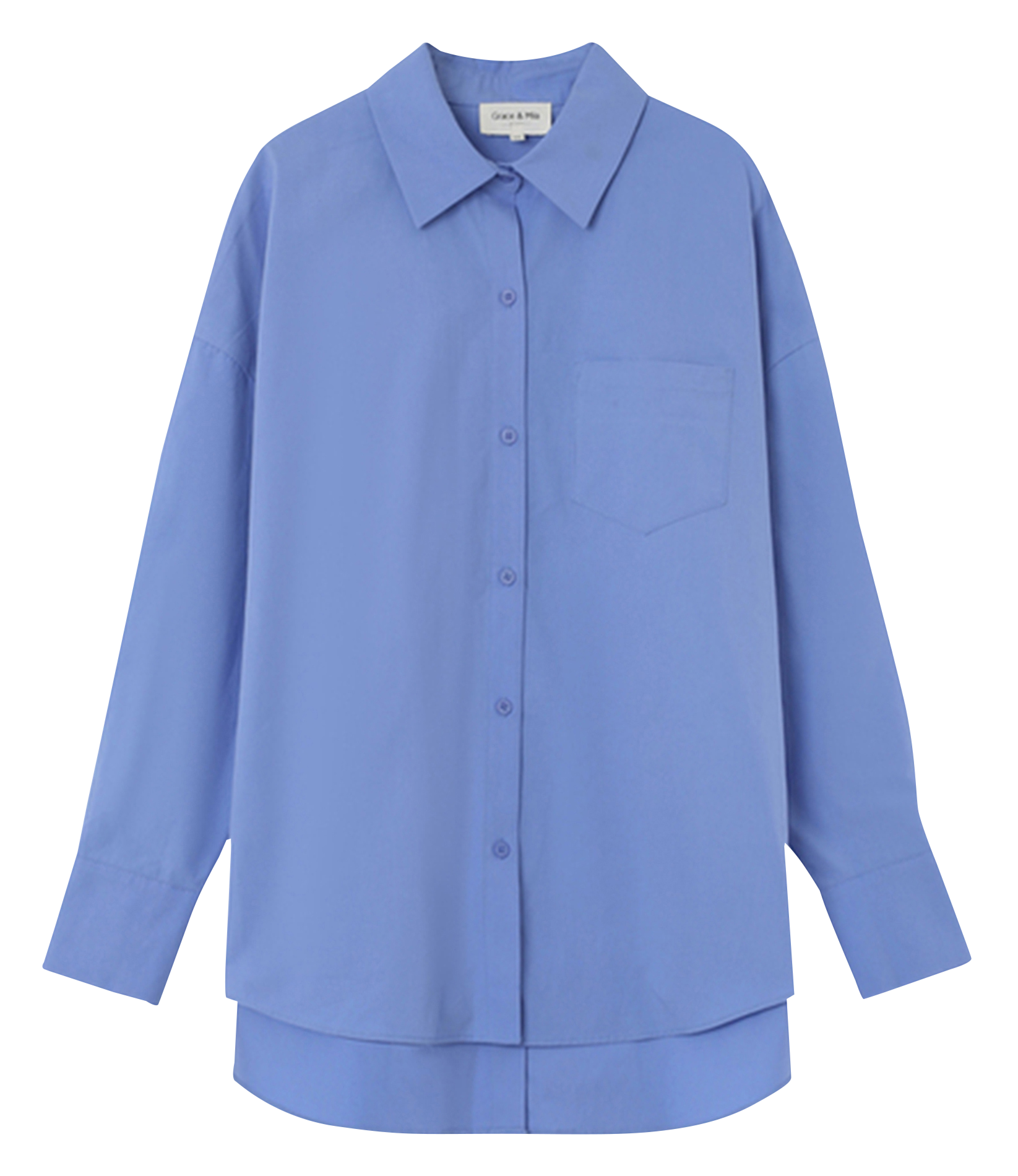 NESRINE - Chemise oversize en coton| Bleu