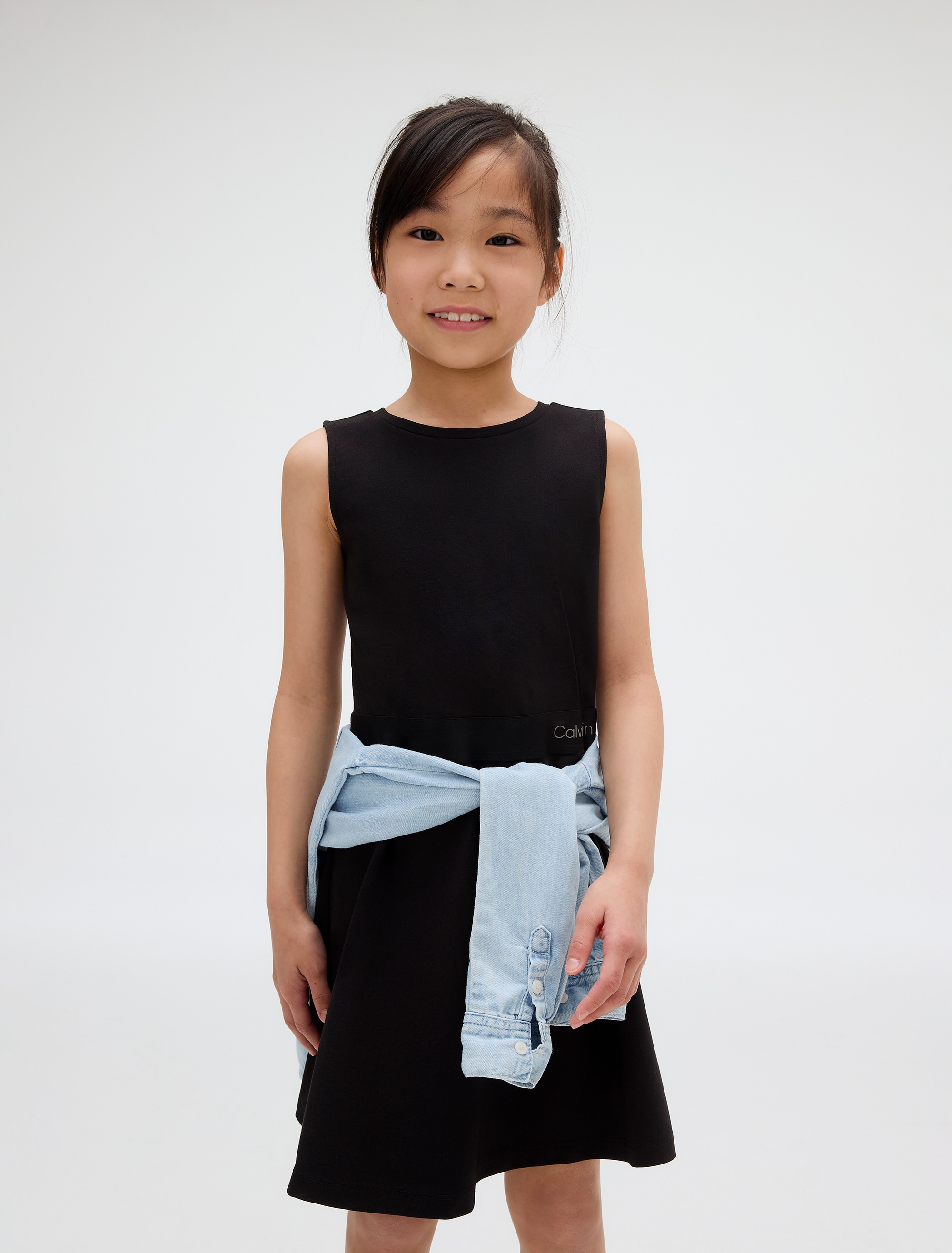 Calvin Klein Jeans Minikleid »FIT FLARE SLEEVELESS PUNTO DRESS« Logo-Tape-Besatz an der Taille