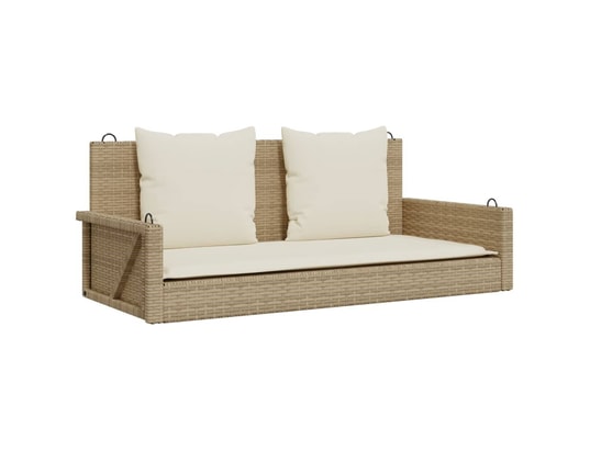 VIDAXL - Balancelle avec coussins beige 119x56x48 cm résine tressée