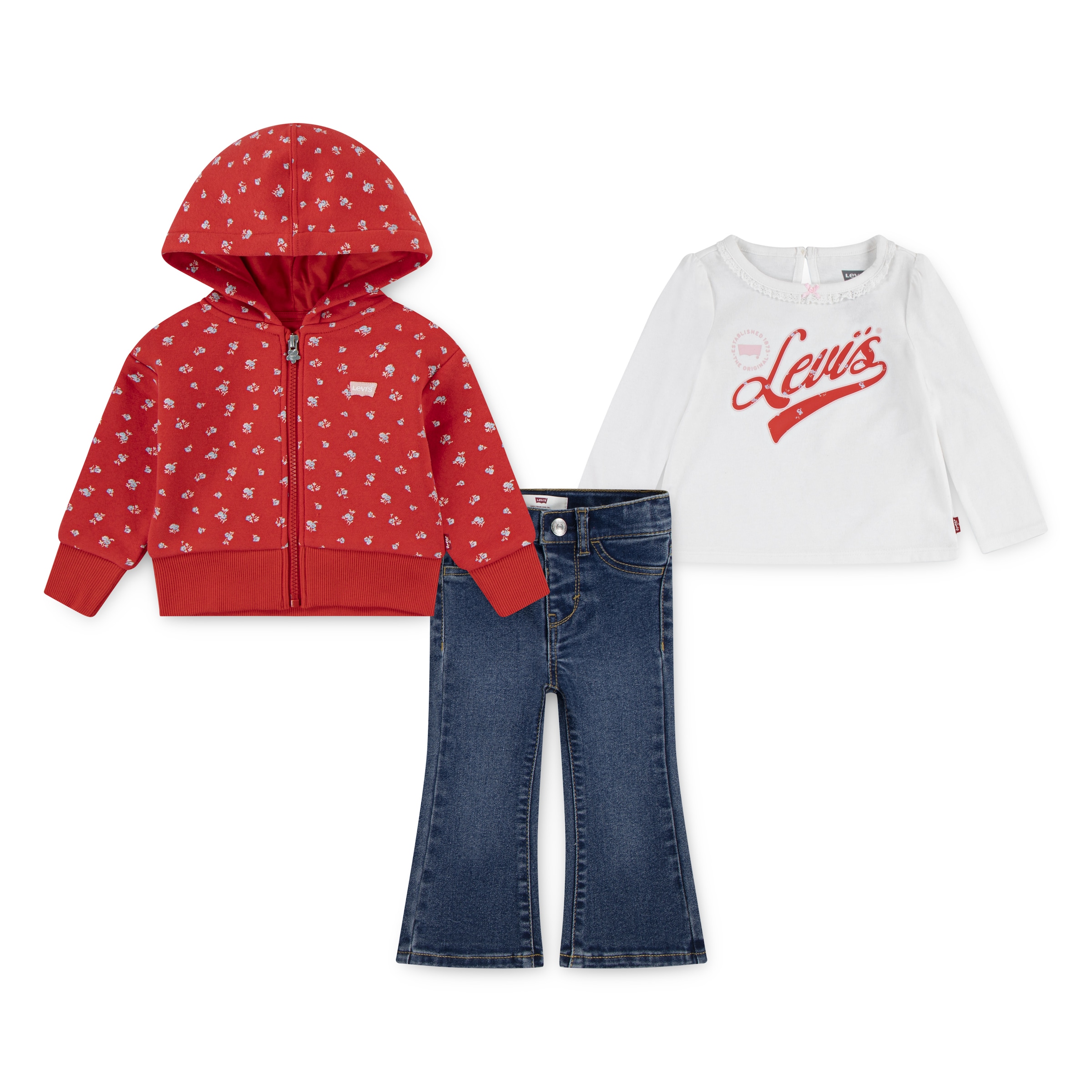 Levi's® Kids Neugeborenen-Geschenkset »LVG,PC FZ TEE,JEANS SET«, 3 Stk. perfekt abgestimmt - for GIRLS