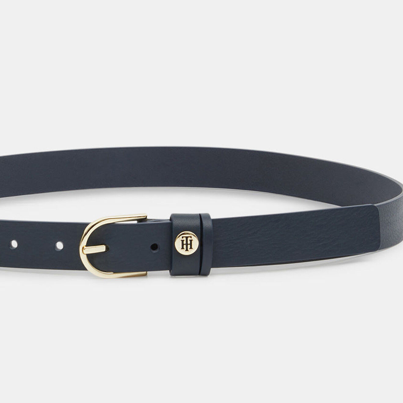 Tommy Hilfiger Ceinture en Cuir boucle dorée bleu marine