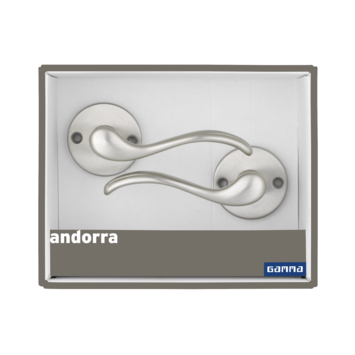 Gamma deurkruk set Andorra rond rozet RVS look messing