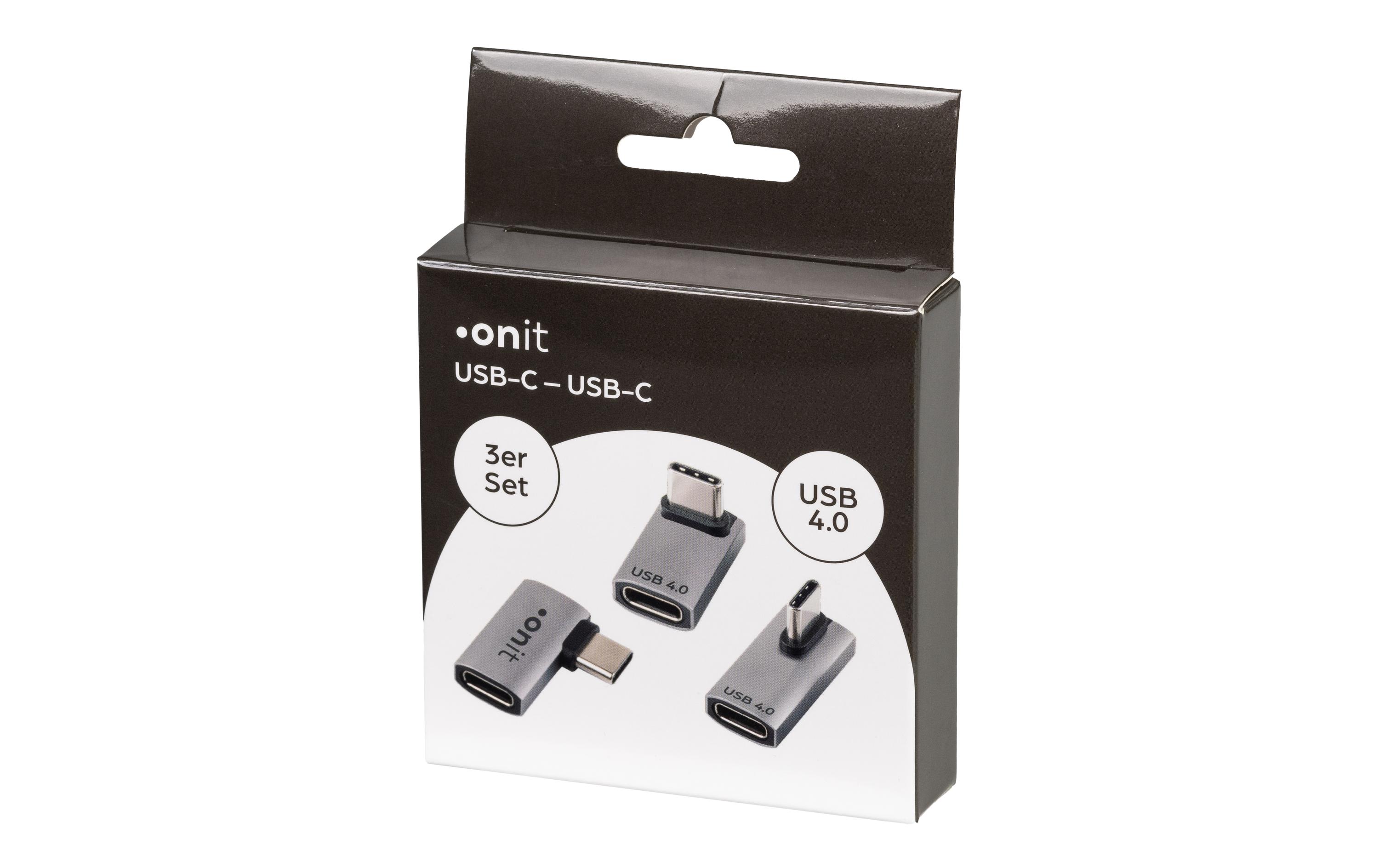 USB-Adapter gewinkelt USB-C Stecker - USB-C Buchse, 3-teiligSet aus drei Winkeladaptern