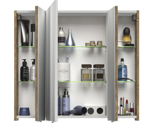 Jungborn spiegelkast VENTITRE 80 x 17 x 70,3 cm eiken ribbeck 3-deurs J850.698050