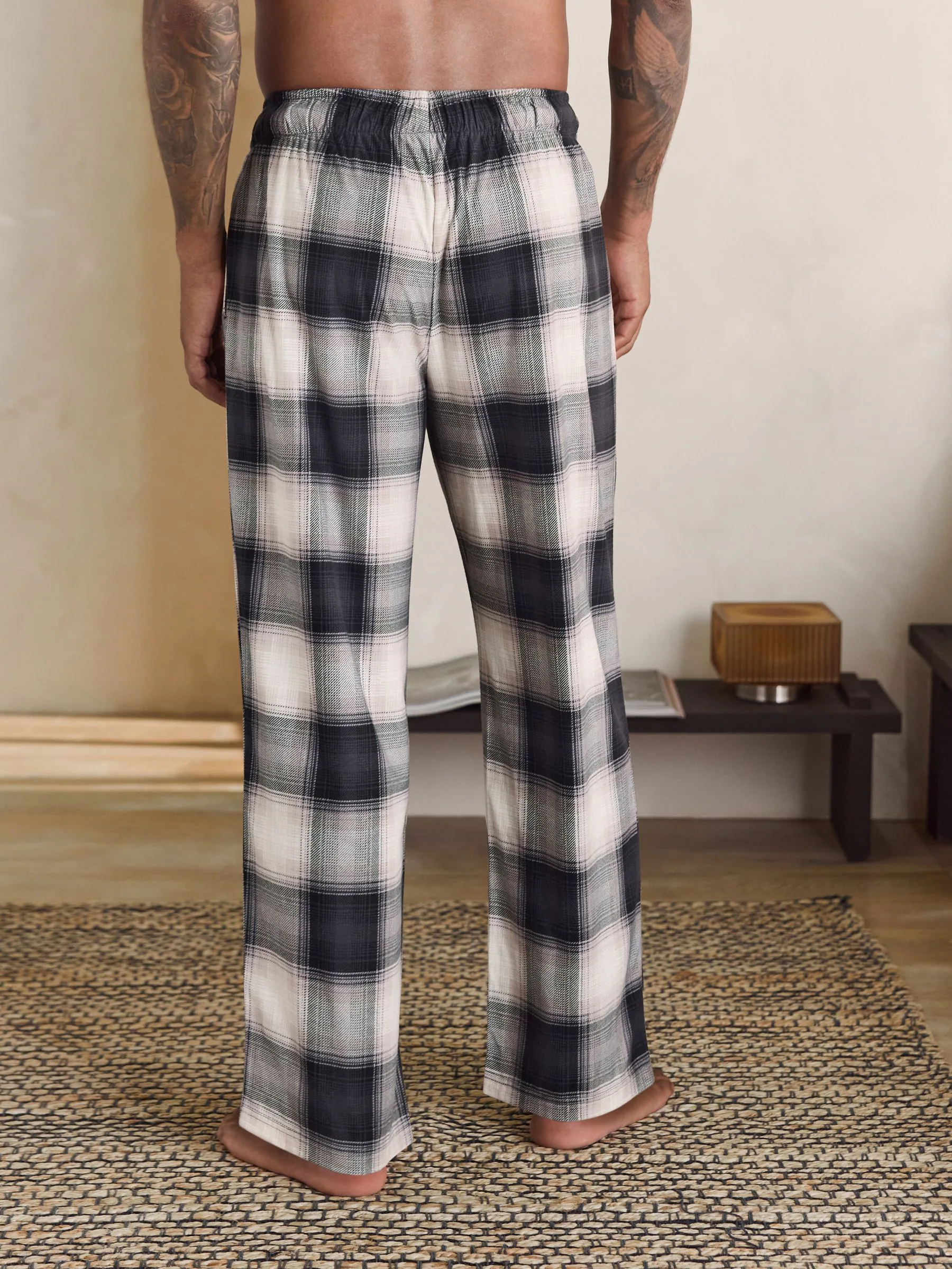 Naturel/zwart geruit - Motionflex behaaglijke pyjamabroek met open zoom, set van 2