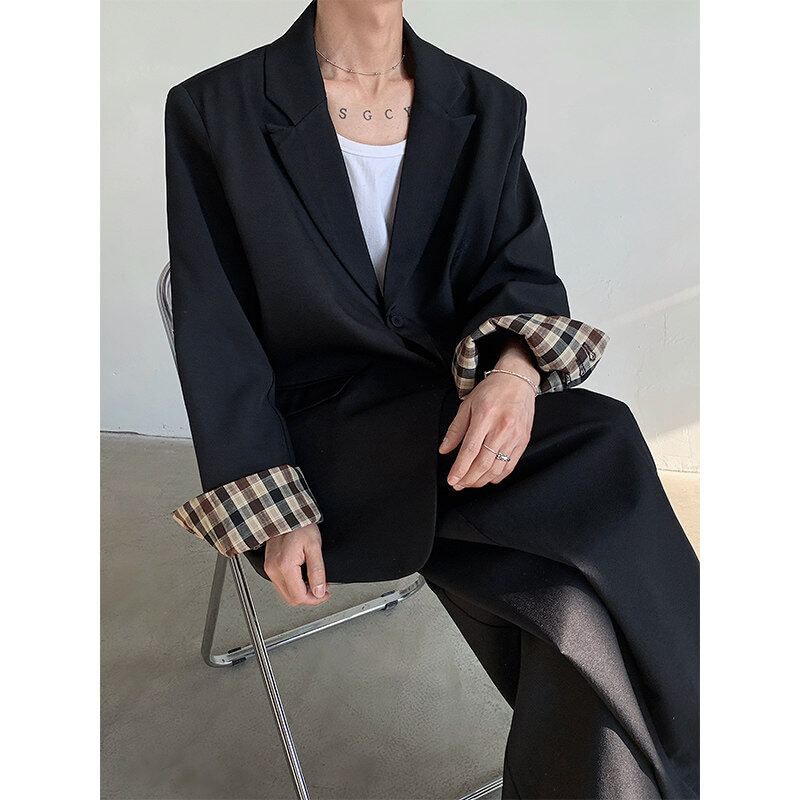 Orungeetun - Blazer met inkeping, revers, effen geruit paneel en enkele rij knopen