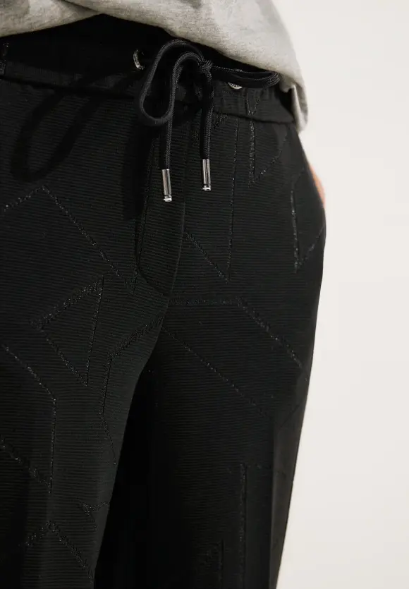 Loose Fit Jacquard Culotte - Black