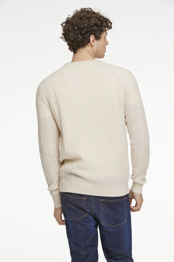 Lindbergh Lambswool raglan cable o-neck Hvid