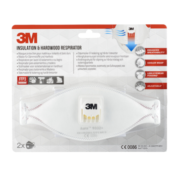 3M fijn stof masker vouwbaar met uitademventiel 9332C1 2 stuks