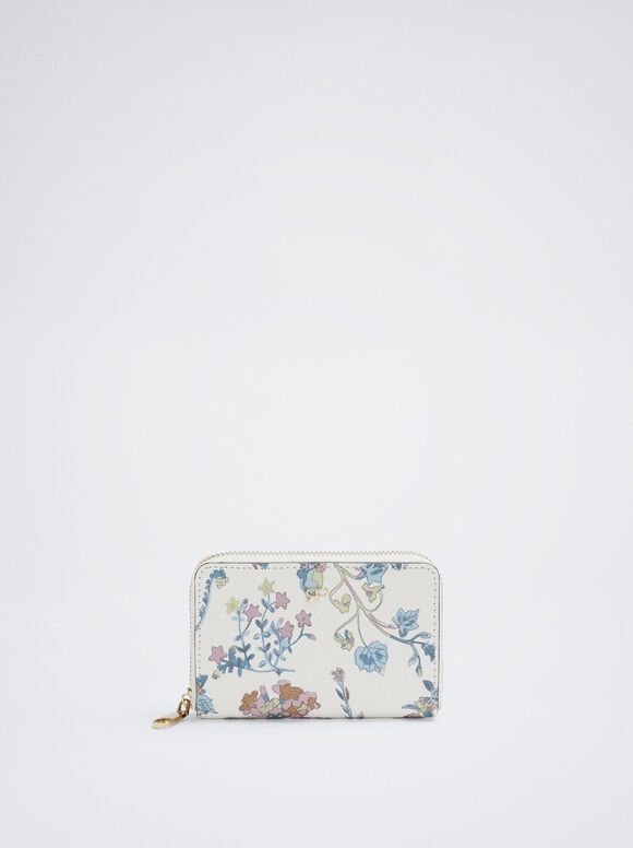 Carteira com estampa floral - Azul