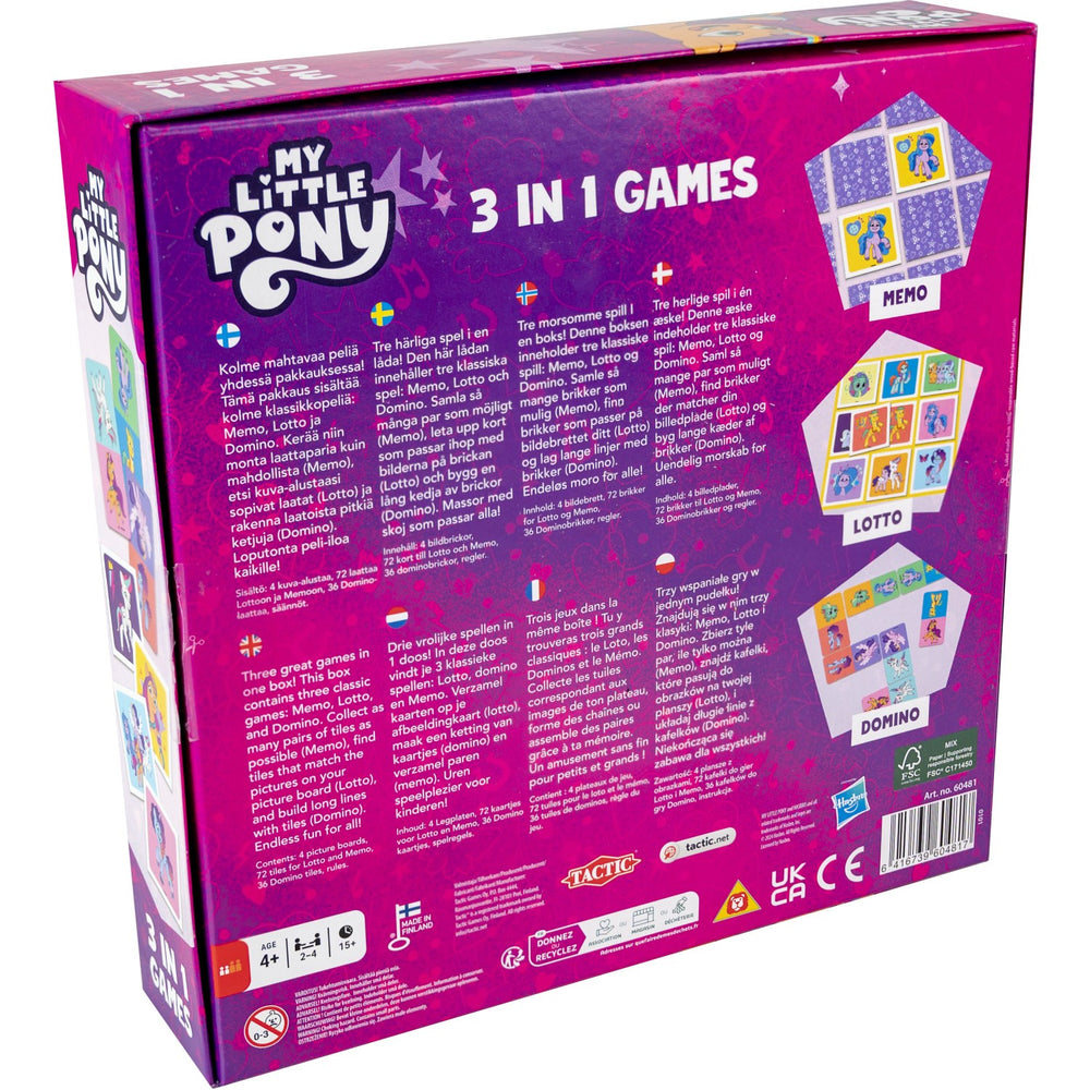 Køb Tactic Games My Little Pony 3 I 1 Memo, Lotto, Domino