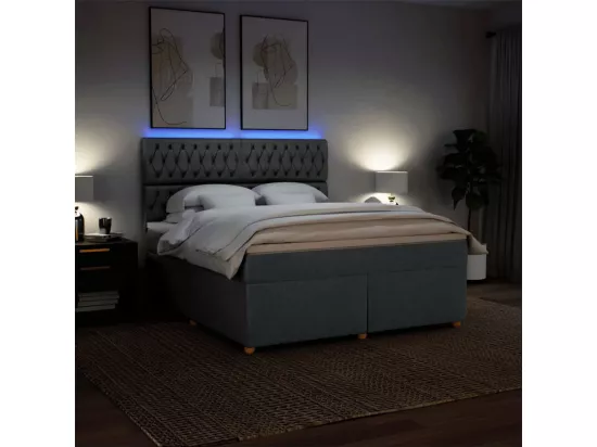 Sommier à lattes de lit avec matelas Gris foncé 180x200cm Tissu