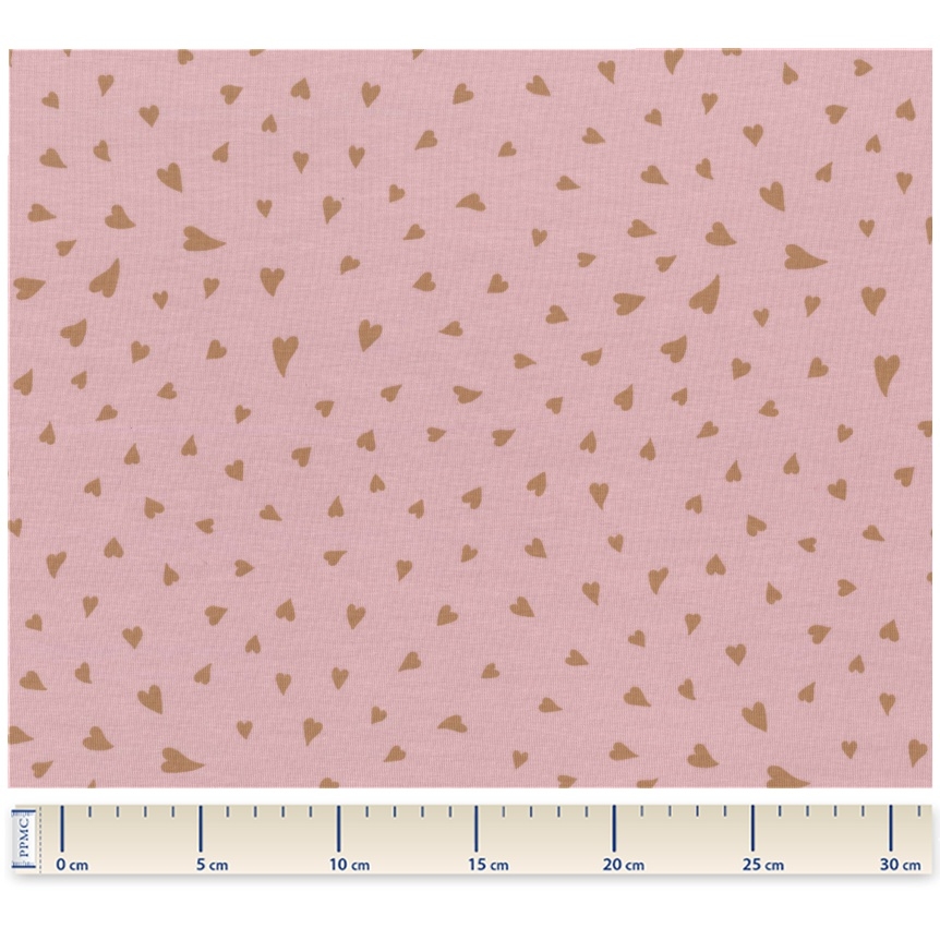 Tissu Jersey Coeur Caramel Rose