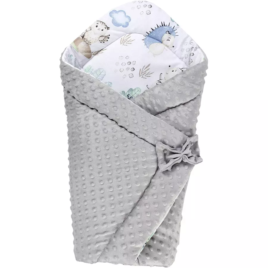 TupTam Baby Winter Einschlagdecke Warm Wattiert Minky blaugrau