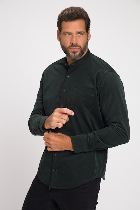 Cordhemd, Langarm, Stehkragen, Modern Fit