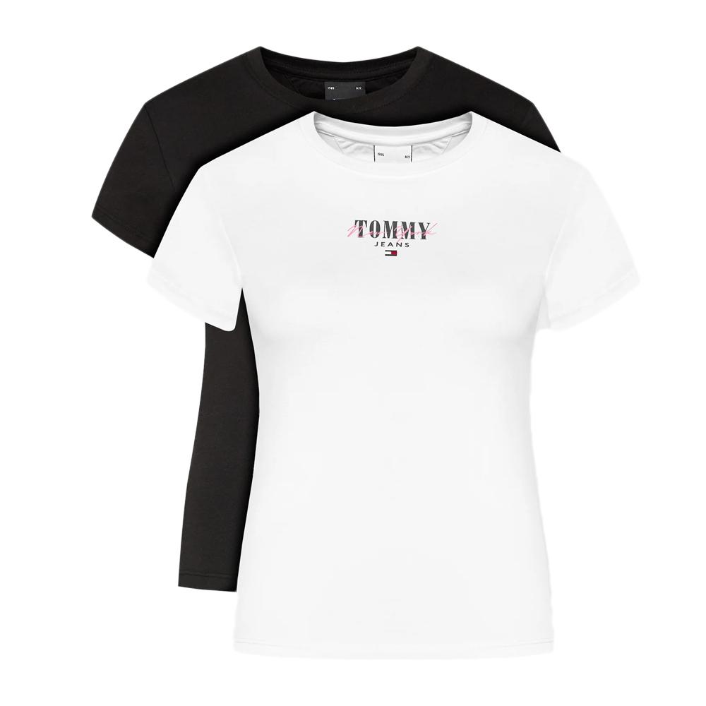Tommy Hilfiger 2x T-shirt Blanc/Noir Femme Tommy Hilfiger Slim Esse