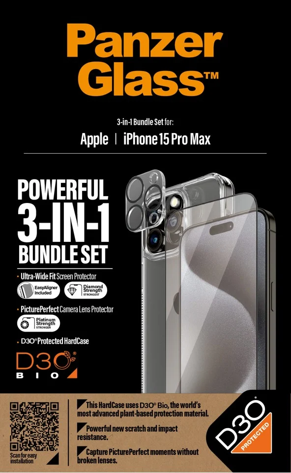 PanzerGlass - 3-i-1 Pakke iPhone 15 Pro Max
