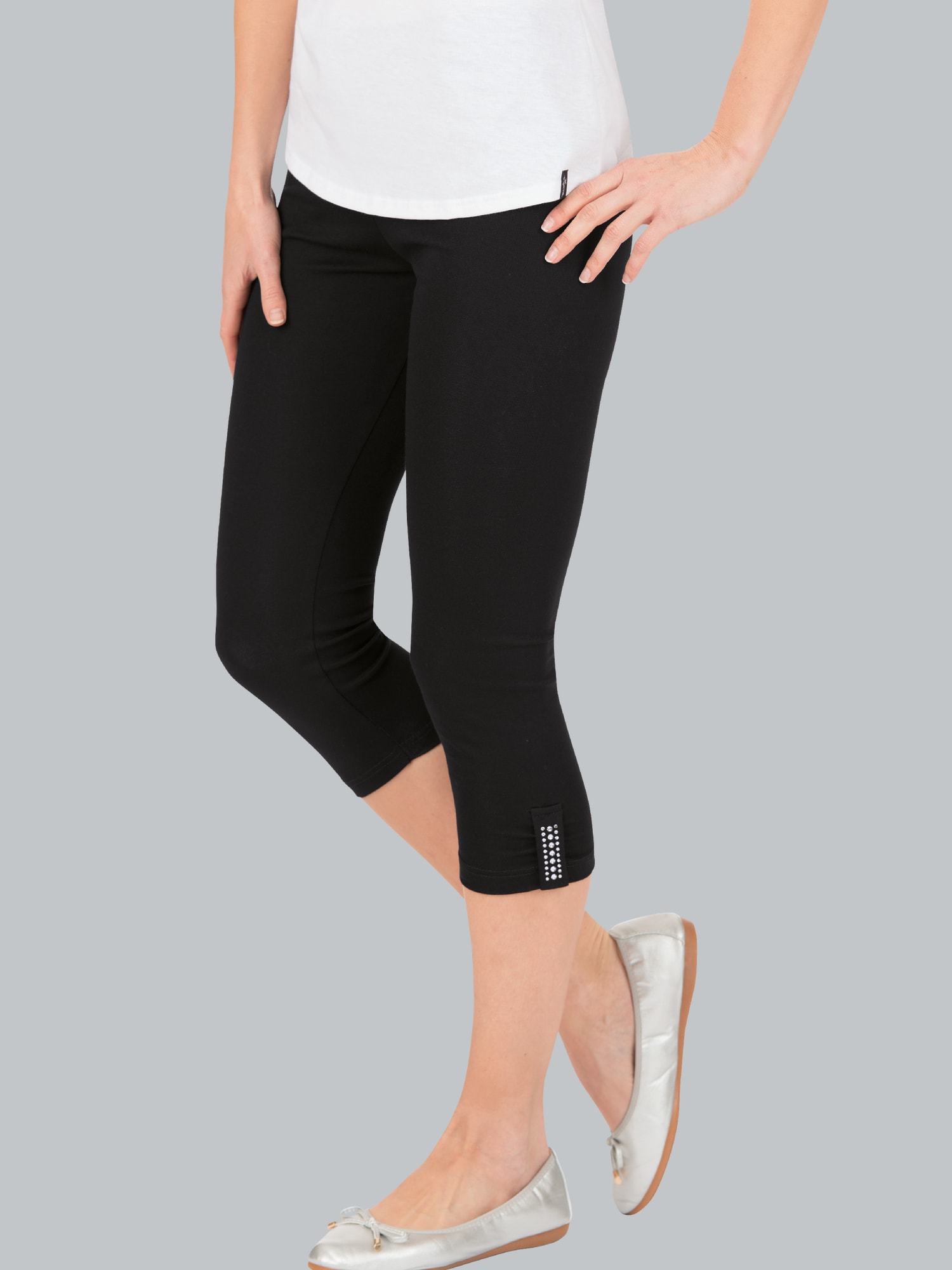 Leggings 7/8 mit Kristallsteinen Schwarz