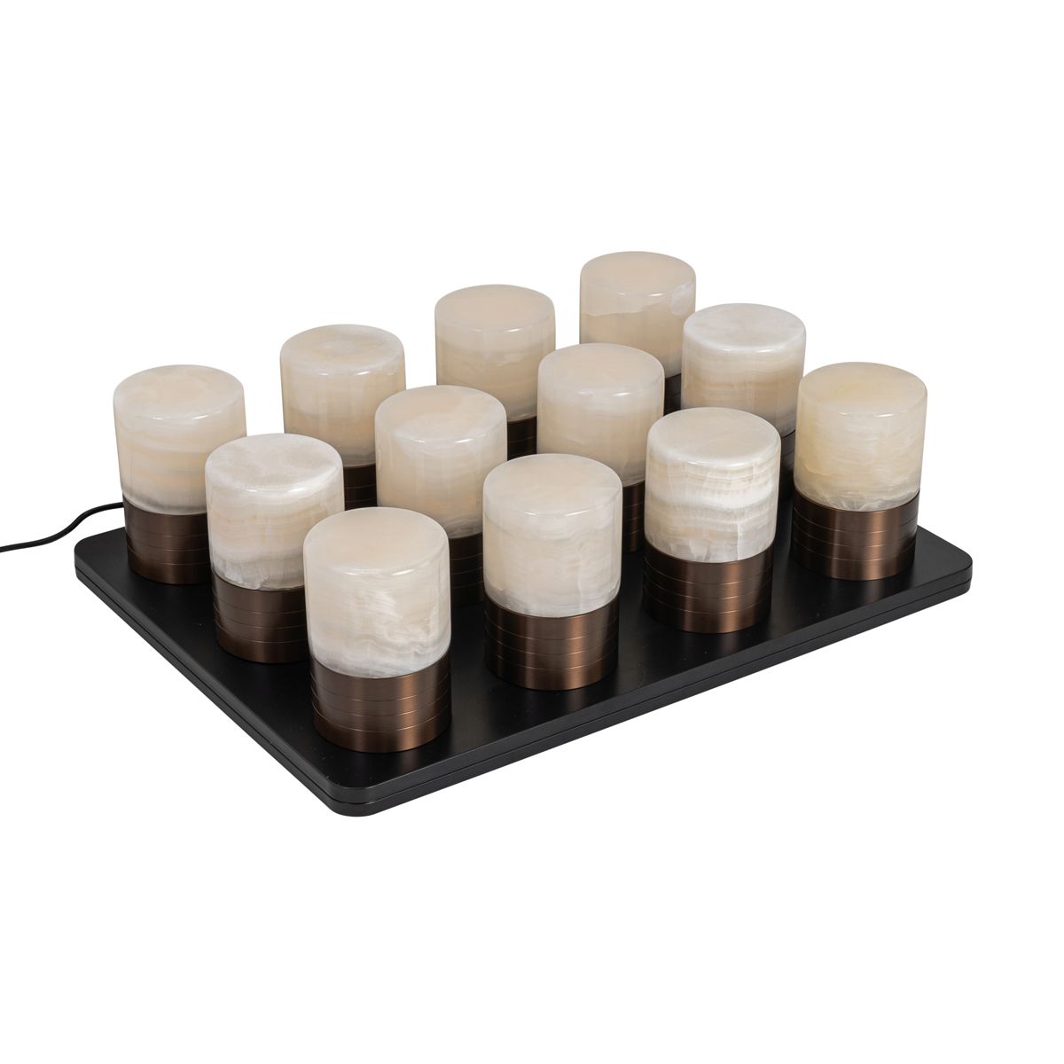 Set van 12 tafellampen donkerbrons RGBW oplaadbaar incl. laadstation - Alessia