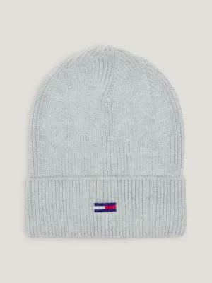 Gorro de malha canelada com estampa de bandeira