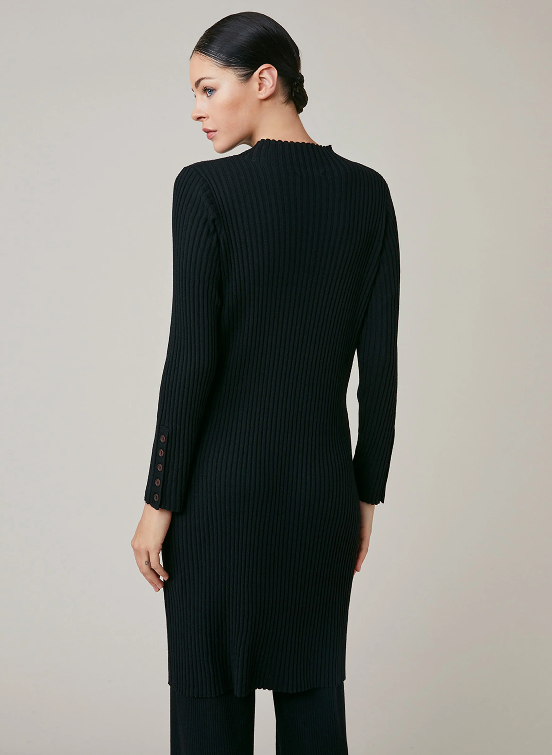 ELEODORA - Robe courte droite côtelée | Noir