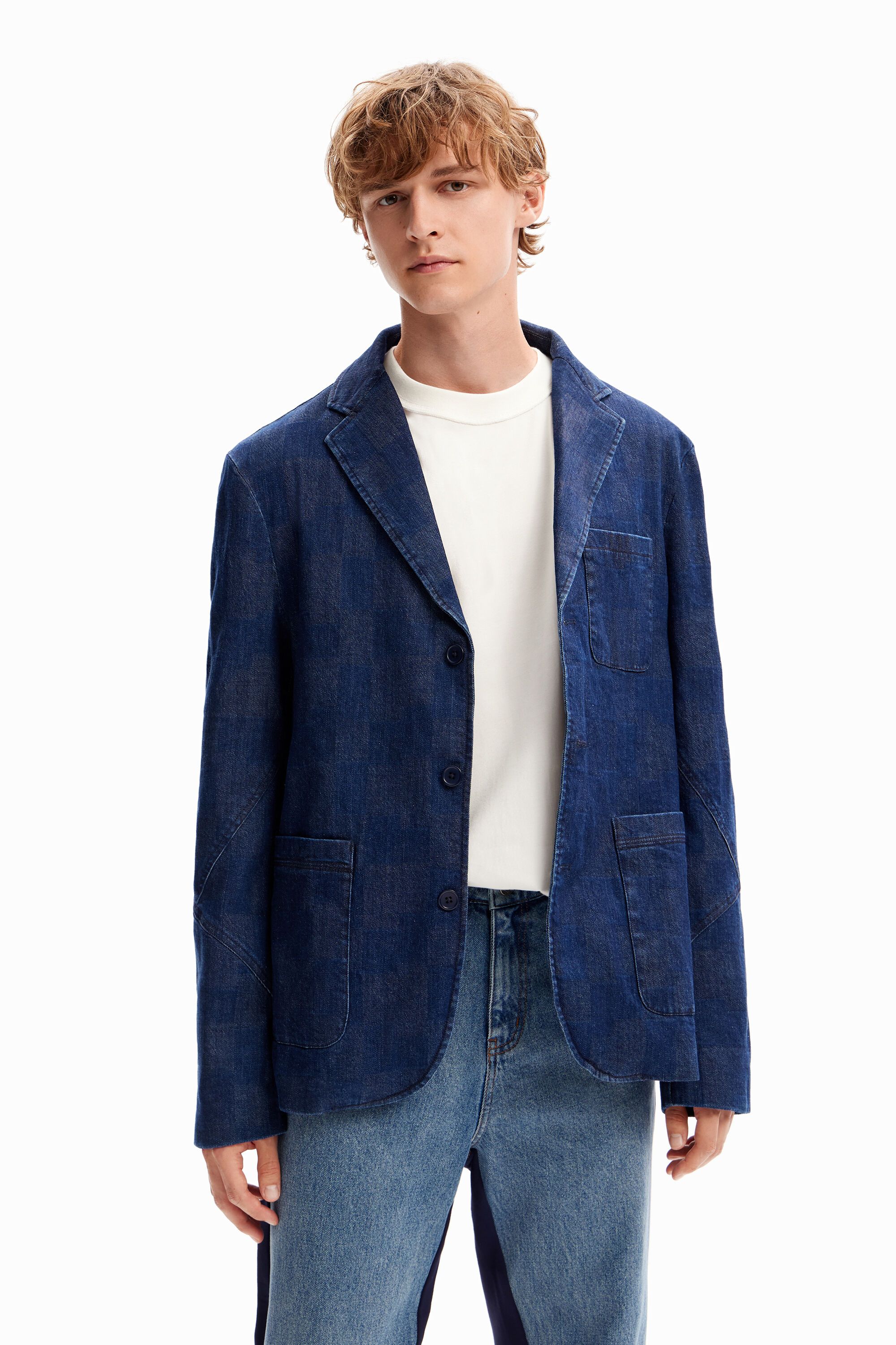 Blazer jean carreaux