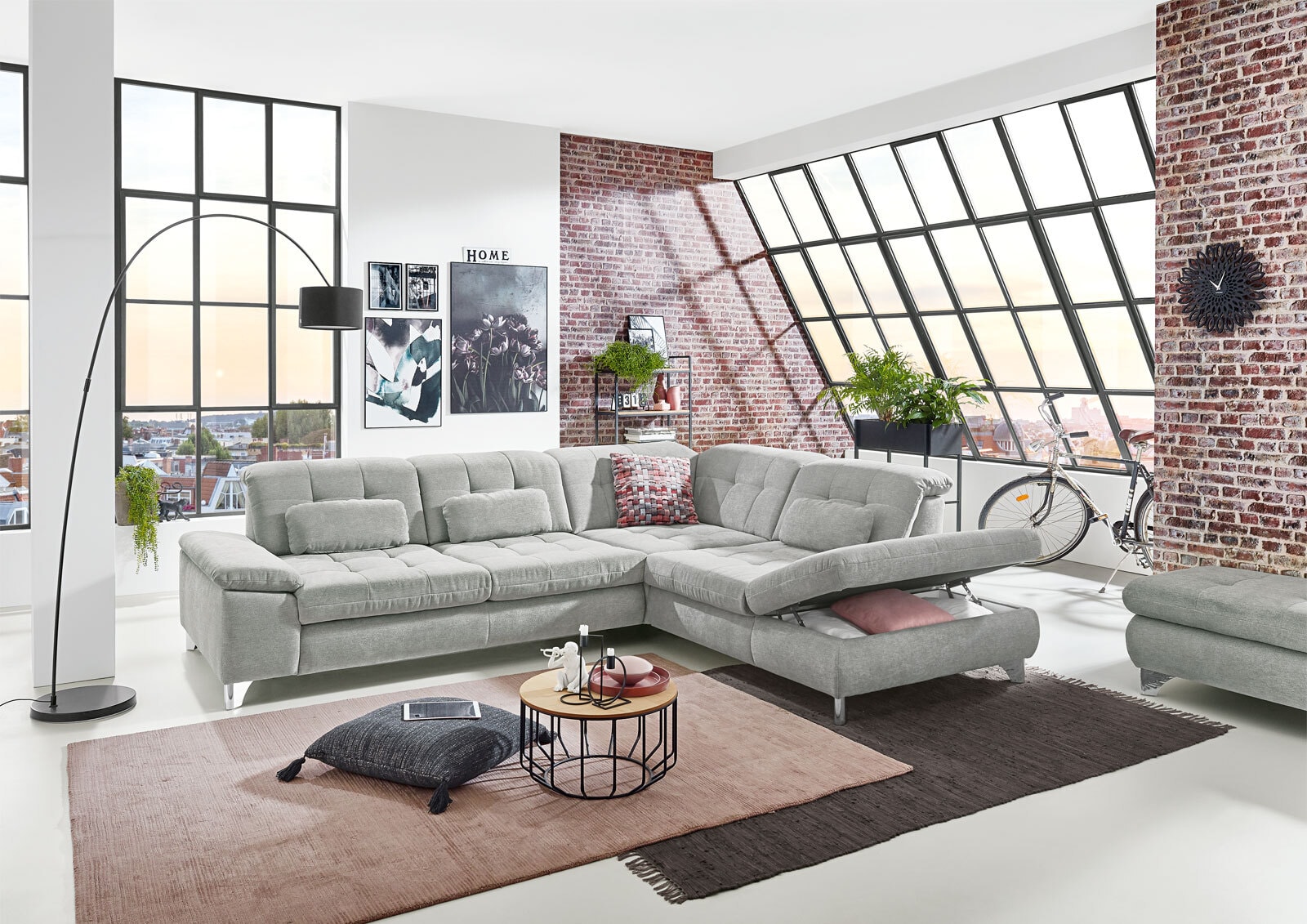 YoungLife Ecksofa APRILIA SF-R silver