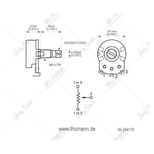 Harley Benton Parts Potentiometer B500 kOhms
