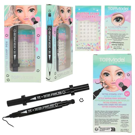 Depesche TOPModel Tattoostift mit Glitzersteinen BEAUTY and ME, 1 Stück, 3-Fach sortiert