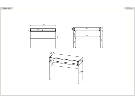 OTITEC - Coiffeuse - h.79 x l.100 x p.40 cm - prestige