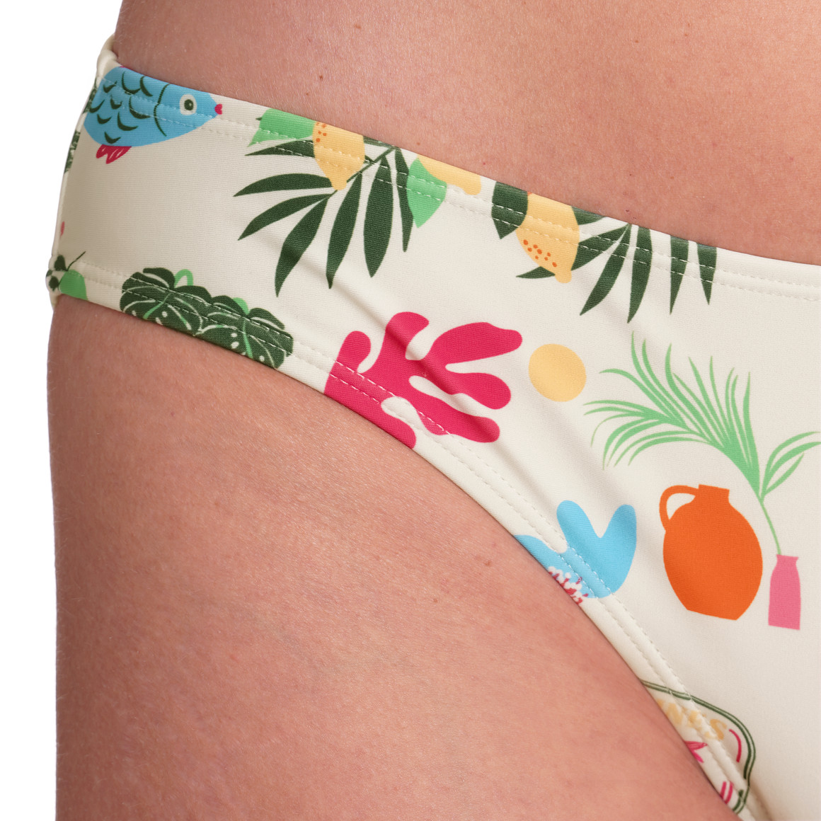 Jonas Nielsen Damen Bade-Slip mit Urlaubs-Motiven weiss / bunt