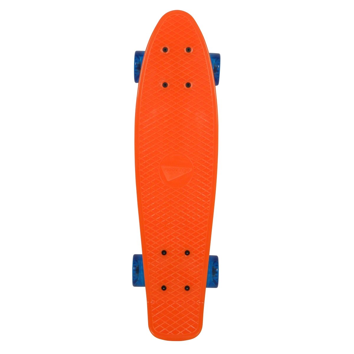 Skate vintage orange avec roues bleues