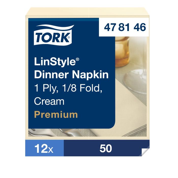 700st Tork 478185 - 478146 Linstyle servetten creme 39x39cm 1/8 vouw