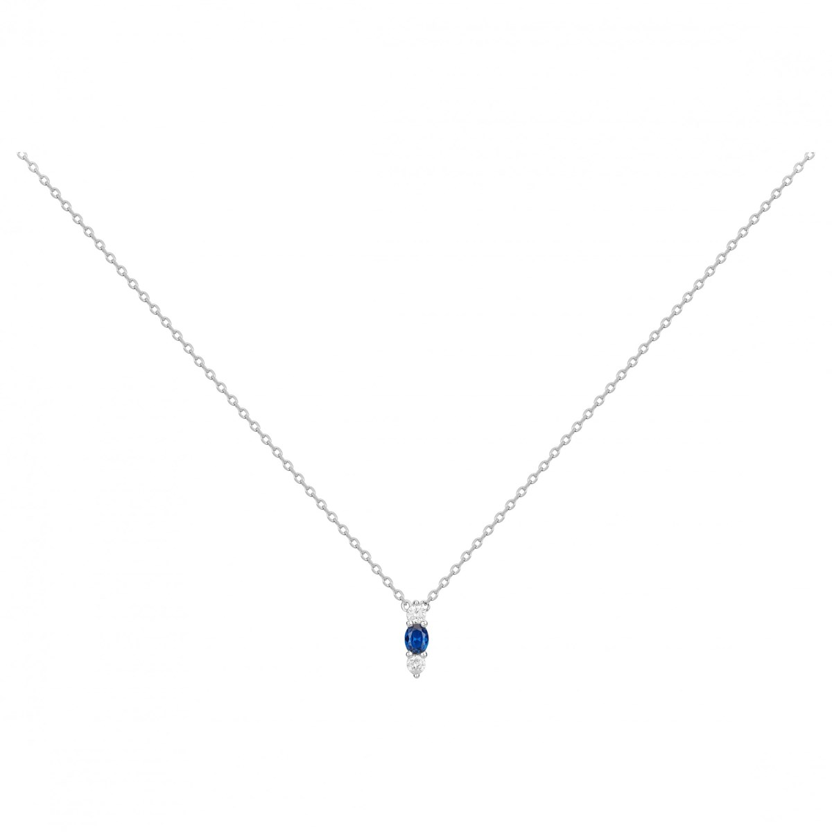 Collier mono-motif en Argent avec spinelle bleu saphir