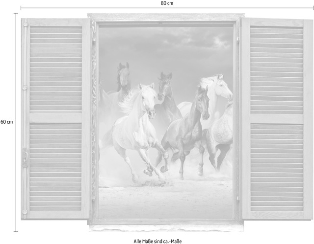 queence Wandtattoo »Pferde« Wandsticker, Wandbild, selbstklebend, 3D, Fenster