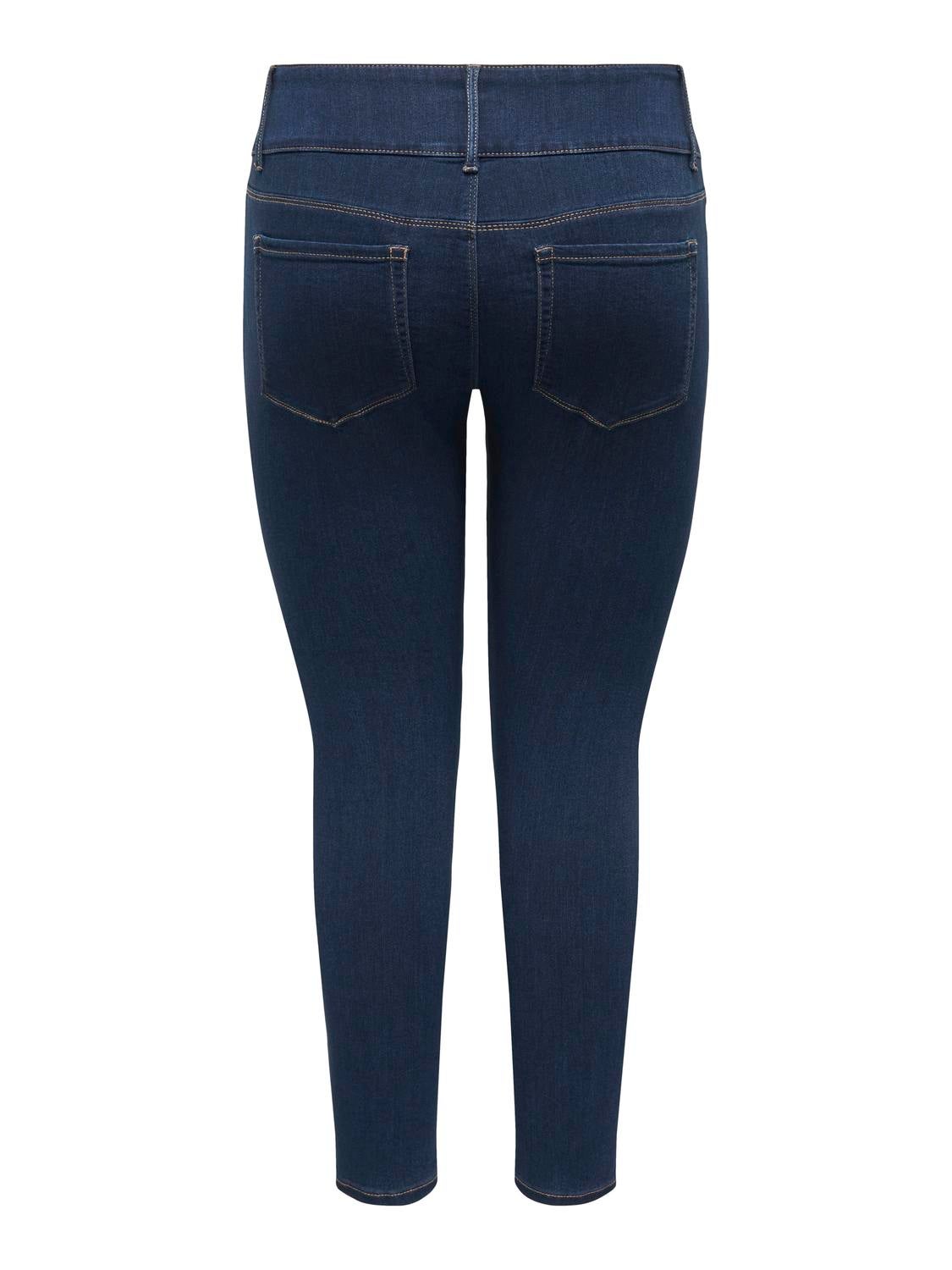 CARANNA Mittlere Taille Skinny Fit Jeans Dark Blue Denim