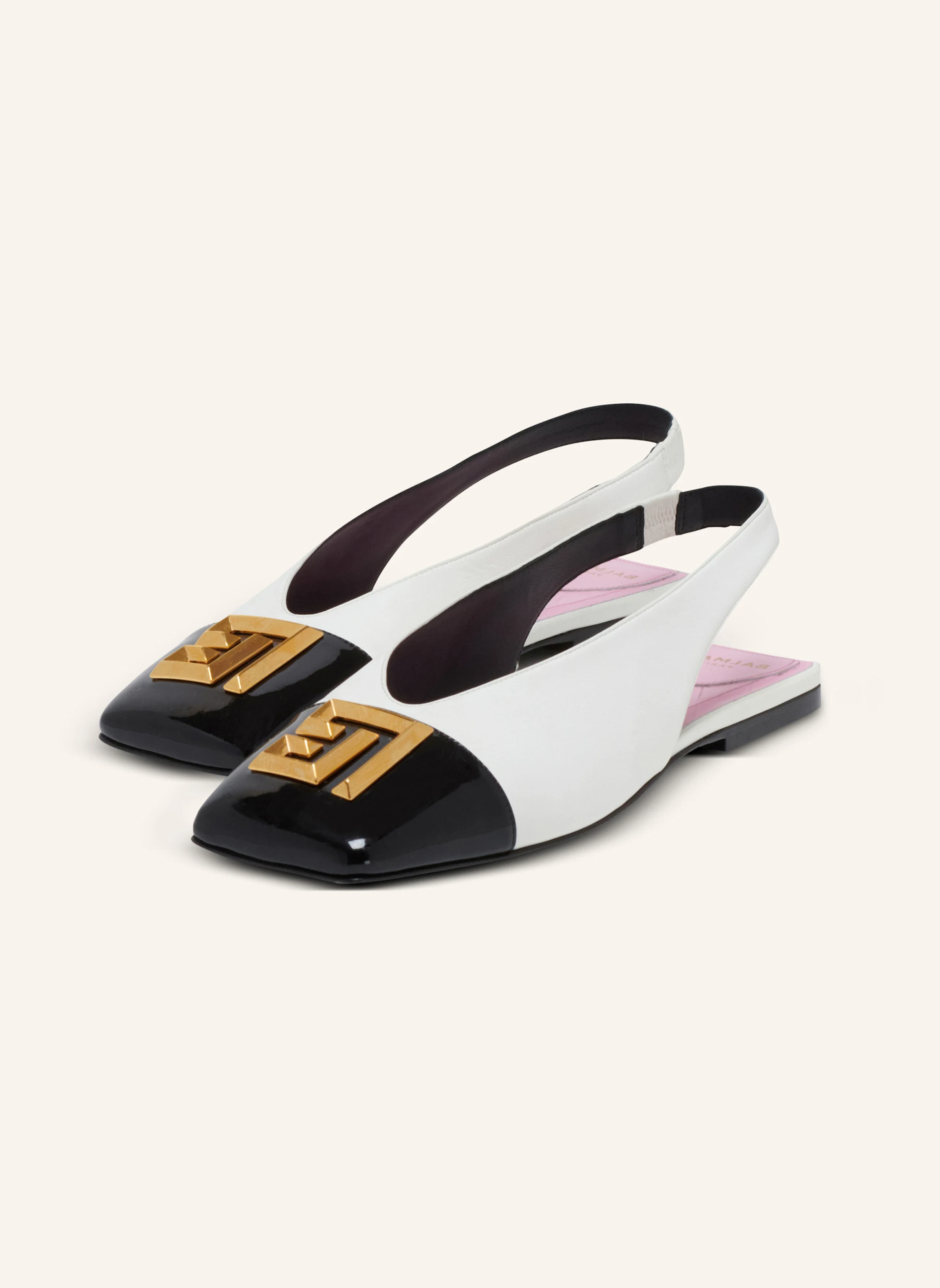 BALMAIN Flache Slingbacks Eden aus zweifarbigem Leder