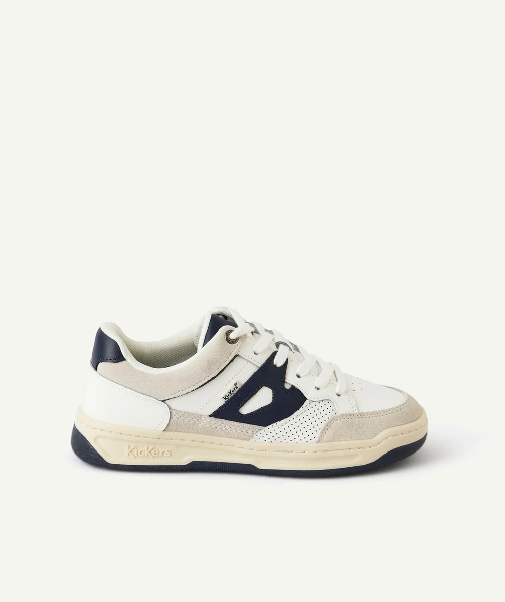 KICKERSBASKETS KIKOUAK JR BLANC ET BLEU MARINE