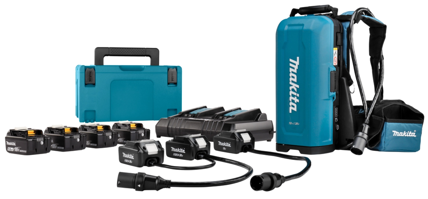 Makita PDC01X1 LXT 18V ruggedragen accustation PDC01 met 2x18V adapter incl. starterkit (4x 5,0Ah)