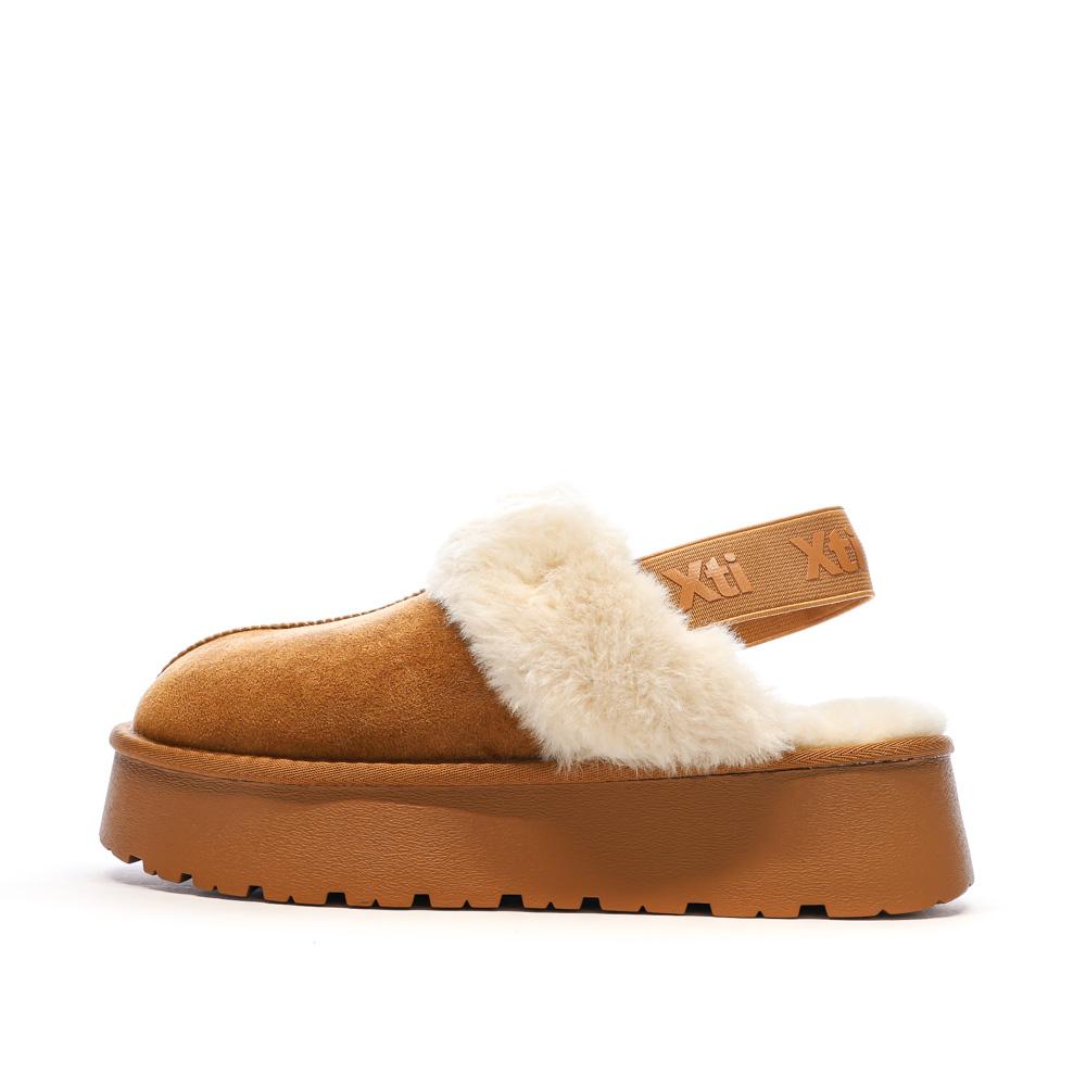 Xti Sabots fourrés à élastique Camel Femme Xti Microfiber