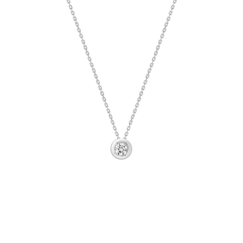 Collier Femme - Or 18 Carats - Diamant 0,18 Carats - Longueur : 42 cm